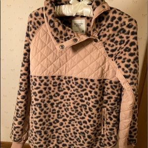 A&F Sherpa Half-Zip Faux Leather-Trim Sweatshirt